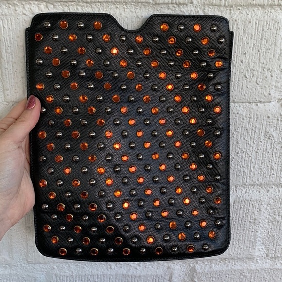 Prada Leather Saffiano Beaded Jeweled Ipad Case - Picture 4 of 9